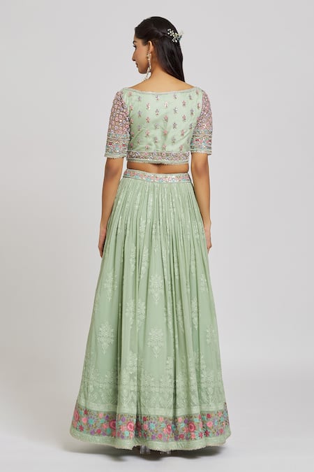 Jiya By Veer Design Studio Wildflora Embroidered Lehenga Blouse Set 