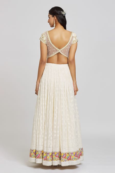 Jiya By Veer Design Studio Dahlia Bloom Embroidered Lehenga Blouse Set 