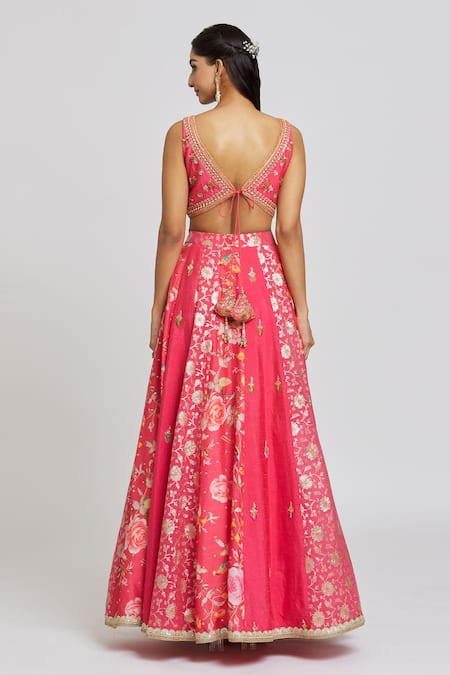 Jiya by Veer Design Studio Petunia Bloom Print & Embroidered Lehenga Blouse Set 