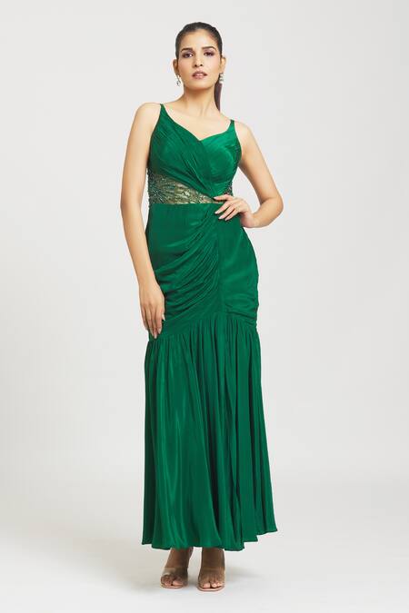 Green Mermaid Lace Top V Neck Long Prom Dresses, Evening Dresses, PL500 |  Promnova
