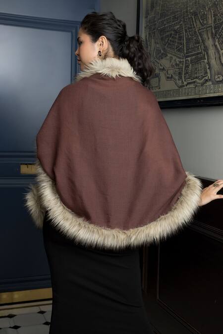 Shop_Rhe-Ana_Brown Verona Woolen Stole _at_Aza_Fashions