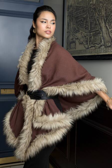 Buy_Rhe-Ana_Brown Verona Woolen Stole _Online_at_Aza_Fashions