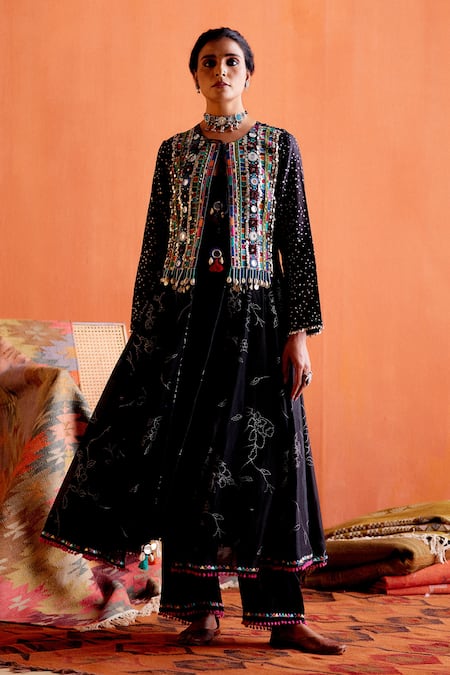 Buy Karishma Khanduja Bareilly Multi Color Chanderi Printed Floral Keyhole Embroidered Anarkali Palazzo Set Online at Aza Fashions Buy_Karishma Khanduja Bareilly_Multi Color Chanderi Printed Floral Keyhole Embroidered Anarkali Palazzo Set _Online_at_Aza_Fashions