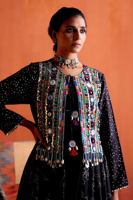 Shop Karishma Khanduja Bareilly Multi Color Chanderi Printed Floral Keyhole Embroidered Anarkali Palazzo Set Online at Aza Fashions Shop_Karishma Khanduja Bareilly_Multi Color Chanderi Printed Floral Keyhole Embroidered Anarkali Palazzo Set _Online_at_Aza_Fashions