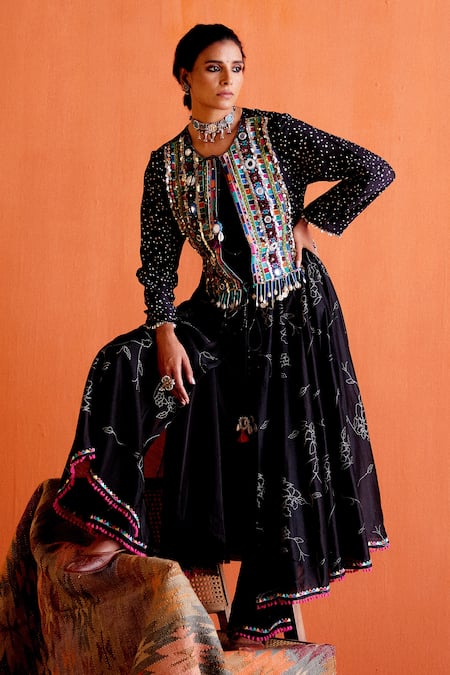 Karishma Khanduja Bareilly Multi Color Chanderi Printed Floral Keyhole Embroidered Anarkali Palazzo Set at Aza Fashions Karishma Khanduja Bareilly_Multi Color Chanderi Printed Floral Keyhole Embroidered Anarkali Palazzo Set _at_Aza_Fashions