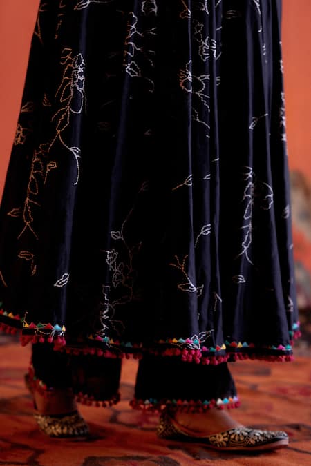 Buy Karishma Khanduja Bareilly Multi Color Chanderi Printed Floral Keyhole Embroidered Anarkali Palazzo Set Buy_Karishma Khanduja Bareilly_Multi Color Chanderi Printed Floral Keyhole Embroidered Anarkali Palazzo Set