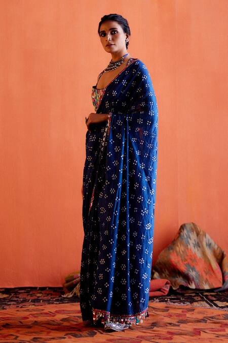 Buy Karishma Khanduja Bareilly Blue Crepe Embroidery Resham Scoop Neck Blouse Online at Aza Fashions Buy_Karishma Khanduja Bareilly_Blue Crepe Embroidery Resham Scoop Neck Blouse _Online_at_Aza_Fashions