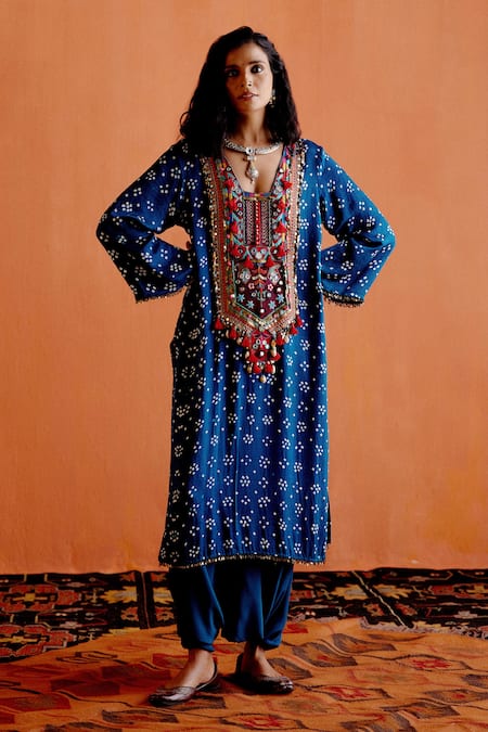 Karishma Khanduja Bareilly Bandhani Pattern Kurta & Dhoti Skirt Set 