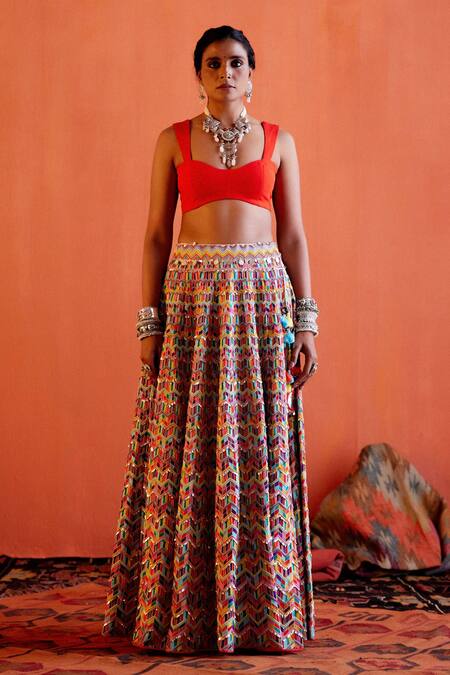 Buy Karishma Khanduja Bareilly Orange Georgette Sweetheart Neck Sleeveless Solid Blouse Online at Aza Fashions Buy_Karishma Khanduja Bareilly_Orange Georgette Sweetheart Neck Sleeveless Solid Blouse _Online_at_Aza_Fashions