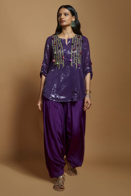Moomaya Solid Punjabi Patiala Salwar Dhoti Pants For Women, Elastic Waist  Relaxed Baggy Trousers - Walmart.com