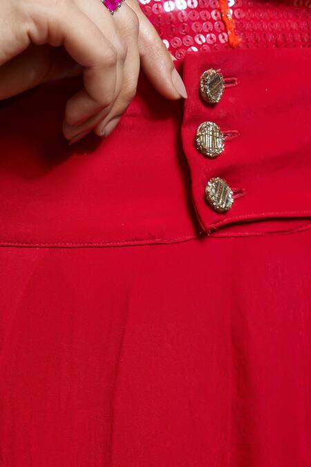Style Junkiie_Red Crepe High Waisted Plain Patiala Pant _at_Aza_Fashions