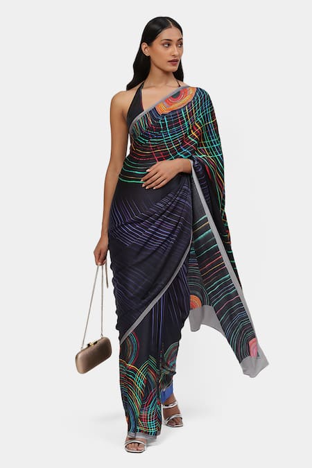 Satya Paul Cabaret Pattern Saree With Running Blouse 