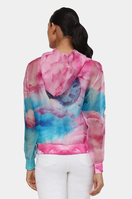 Shop Satya Paul Pink Organza Taffy Heaven Jacket With T-shirt at Aza Fashions Shop_Satya Paul_Pink Organza Taffy Heaven Jacket With T-shirt _at_Aza_Fashions