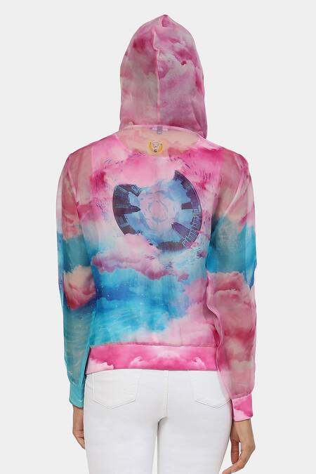 Satya Paul Pink Organza Taffy Heaven Jacket With T-shirt at Aza Fashions Satya Paul_Pink Organza Taffy Heaven Jacket With T-shirt _at_Aza_Fashions