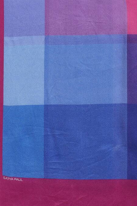 Satya Paul_Blue Satin, Georgette Summer Palatte Warm Saree With Running Blouse_at_Aza_Fashions