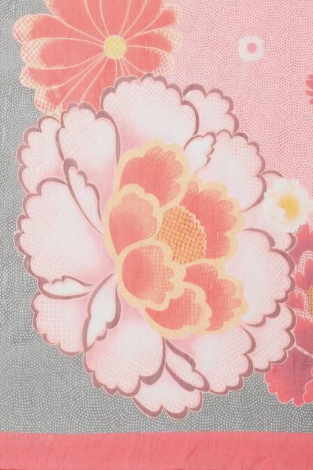 Satya Paul Grey Chanderi Beads Bandeau Neck Bloom Print Kurta And Pant Set at Aza Fashions Satya Paul_Grey Chanderi Beads Bandeau Neck Bloom Print Kurta And Pant Set _at_Aza_Fashions