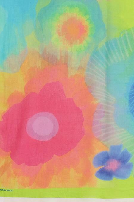 Satya Paul_Multi Color Georgette, Silk Technicolor Romance Saree With Running Blouse_at_Aza_Fashions