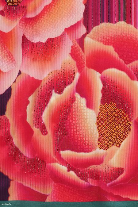 Buy_Satya Paul_Pink Satin, Georgette Crystals Gulaab Embellished Saree With Running Blouse 