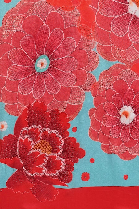 Satya Paul Blue Satin, Georgette Crystals Ginza Embellished Saree With Running Blouse at Aza Fashions Satya Paul_Blue Satin, Georgette Crystals Ginza Embellished Saree With Running Blouse _at_Aza_Fashions