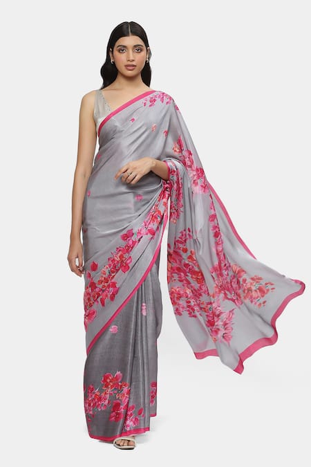 Satya Paul Bougainvillea Saree With Running Blouse 