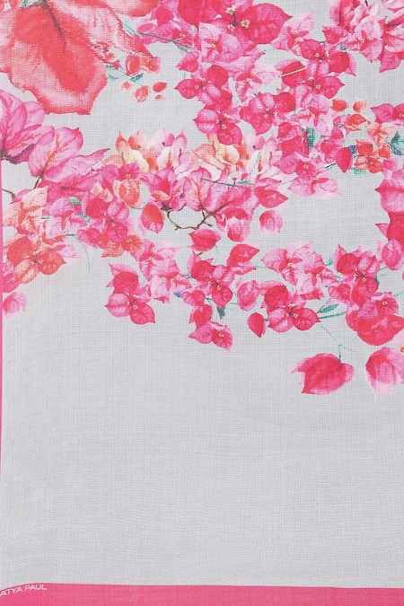 Satya Paul Grey Satin, Georgette Bougainvillea Saree With Running Blouse at Aza Fashions Satya Paul_Grey Satin, Georgette Bougainvillea Saree With Running Blouse _at_Aza_Fashions