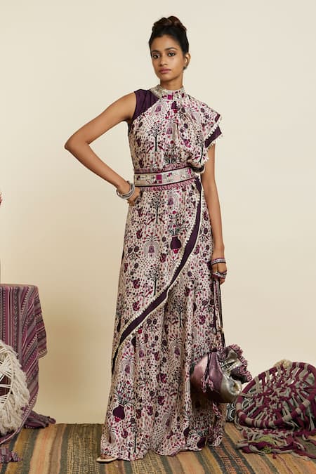 SVA by Sonam & Paras Modi Asymmetric Peacock Print Tunic With Pant 