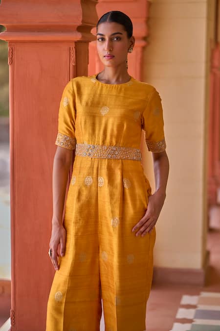 Punit Balana Kasundi Banarasi Silk Woven Jumpsuit 