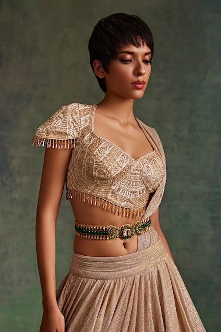 Tarun Tahiliani Metal Floret Embellished Belt 