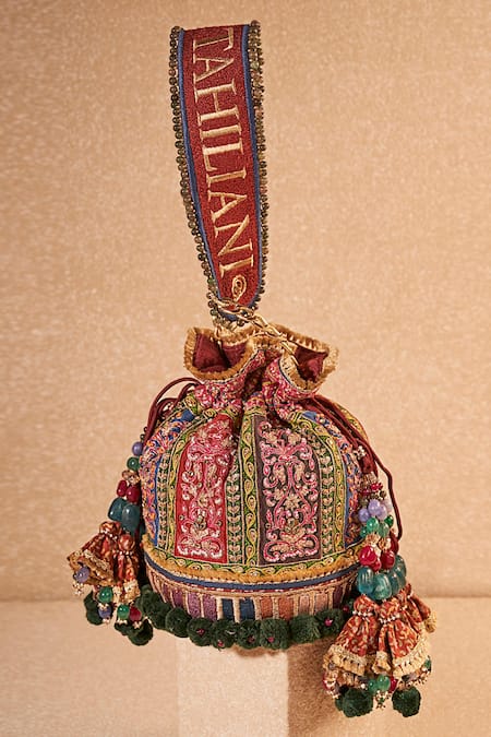 Tarun Tahiliani Thread & Sequin Embroidered Potli Bag 
