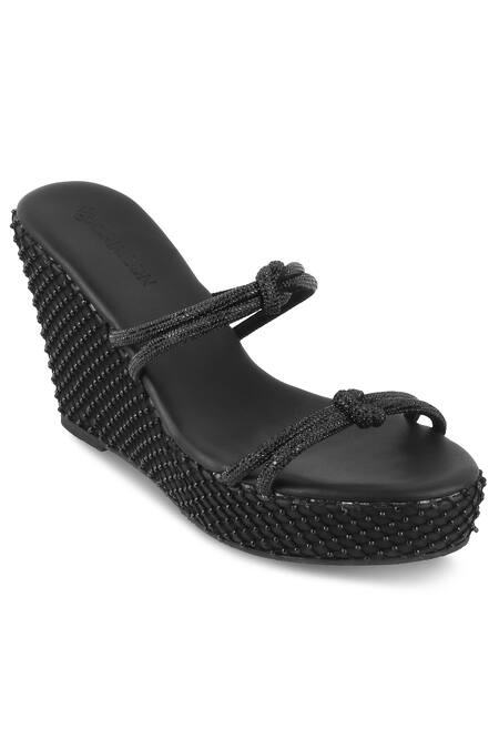 CRIMZON_Black Crystals Stardust Swarovski Studded Wedges_Online_at_Aza_Fashions