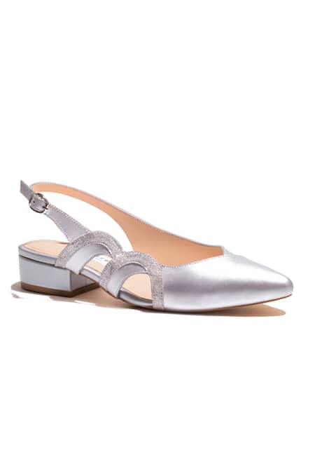 Buy_Oceedee_Silver Cutwork Rooma Metallic Mules_Online_at_Aza_Fashions
