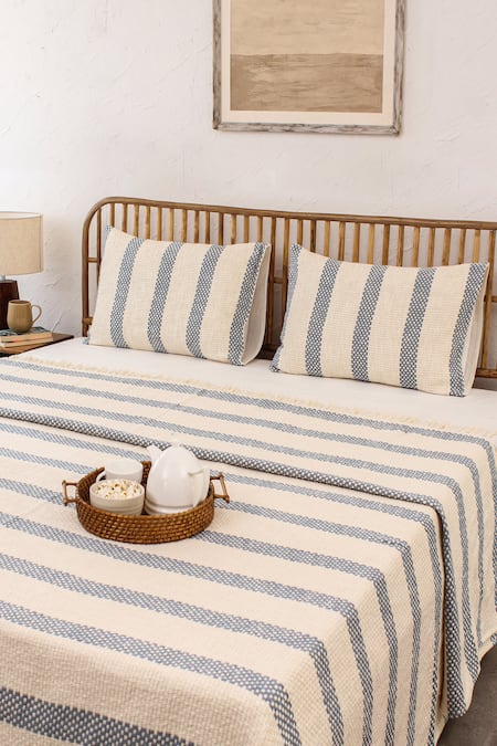 House This Blue Cotton Woven Shivalik Bedcover 