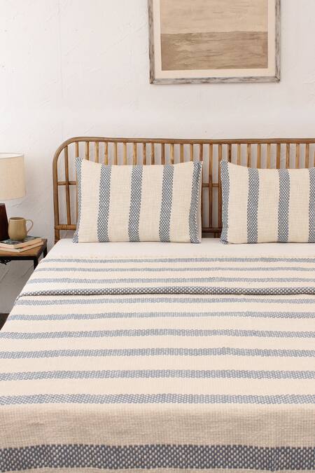 Shop House This Blue Cotton Woven Shivalik Bedcover at Aza Fashions Shop_House This_Blue Cotton Woven Shivalik Bedcover_at_Aza_Fashions