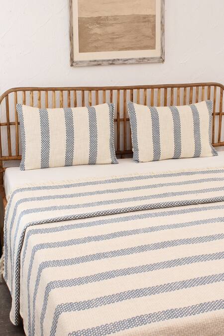 House This Blue Cotton Woven Shivalik Bedcover Online at Aza Fashions House This_Blue Cotton Woven Shivalik Bedcover_Online_at_Aza_Fashions