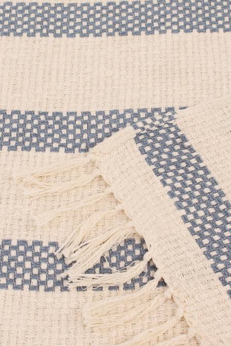 Shop House This Blue Cotton Woven Shivalik Bedcover Online at Aza Fashions Shop_House This_Blue Cotton Woven Shivalik Bedcover_Online_at_Aza_Fashions