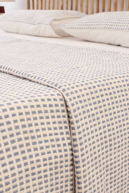 Buy House This Blue Cotton Woven Girnar Bedcover Set Online at Aza Fashions Buy_House This_Blue Cotton Woven Girnar Bedcover Set_Online_at_Aza_Fashions