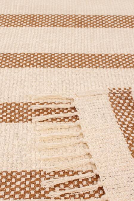 Shop House This Brown Cotton Woven Shivalik Linear Bedcover Set Online at Aza Fashions Shop_House This_Brown Cotton Woven Shivalik Linear Bedcover Set_Online_at_Aza_Fashions