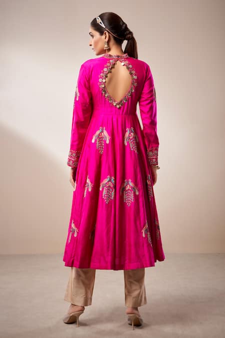 Aditi Somani Thread Embroidered Jacket Anarkali & Pant Set 