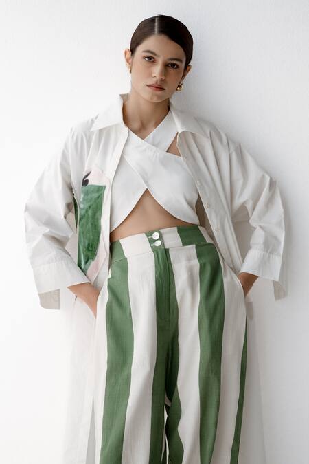 OFRIDA_White Cotton Crew Neck Criss Cross Bandeau Top_Online_at_Aza_Fashions