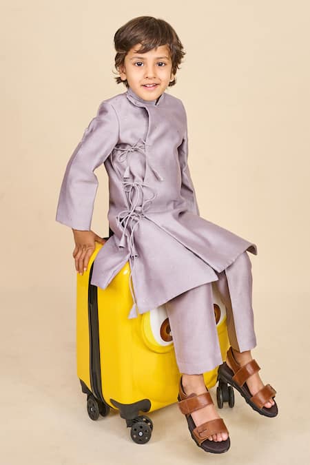 All Boy Couture Mukaish Embroidered Angrakha Set 