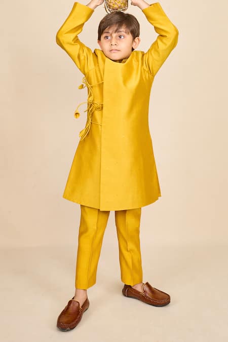 All Boy Couture Mukaish Work Angrakha Achkan Set 