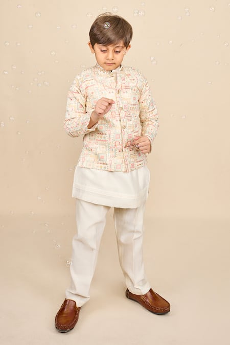 All Boy Couture Thread & Sequin Embroidered Achkan Set 