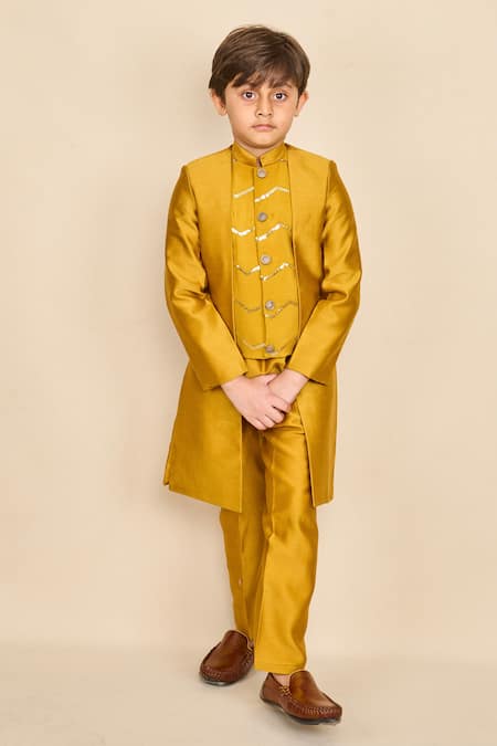 All Boy Couture Sequin Embroidered High-Low Achkan Set 