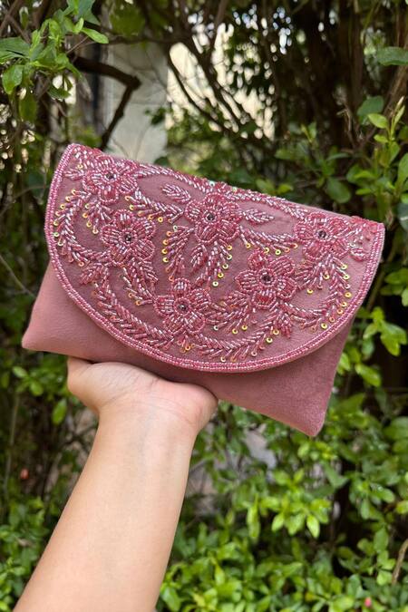 Small Clutch Bag in Pink Suede with Cross Body Option - Personalised -  Handmade in England by Will Bees Bespoke