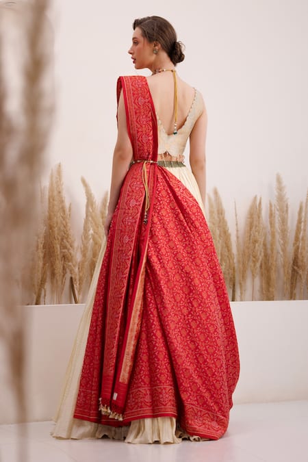 Chhaya Mehrotra Aabida Silk Jamdani Saree Skirt Set 