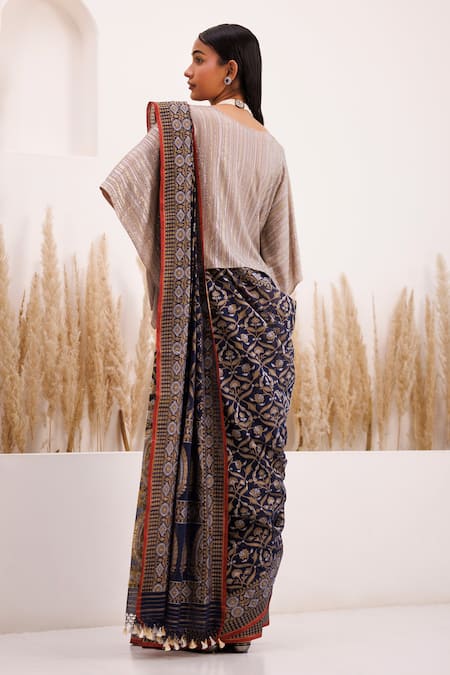 Chhaya Mehrotra Woven Saree & Rhinestone Kaftan Blouse 