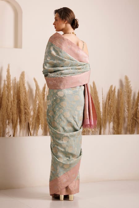 Chhaya Mehrotra Falak Saree With Brocade Applique Blouse 