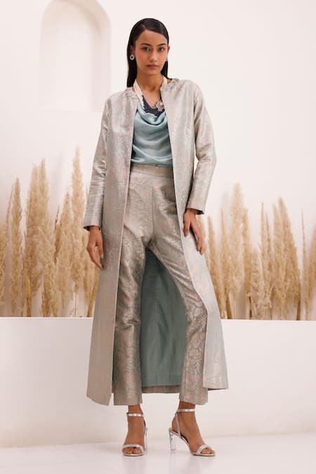 Chhaya Mehrotra Zahara Handwoven Brocade Jacket Pant Set 