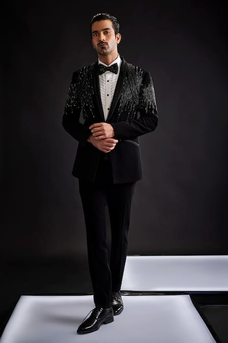 Sarab Khanijou Starburst Metallic Embellished Tuxedo & Pant Set 