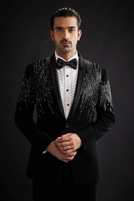 Sarab Khanijou Starburst Metallic Embellished Tuxedo & Pant Set 